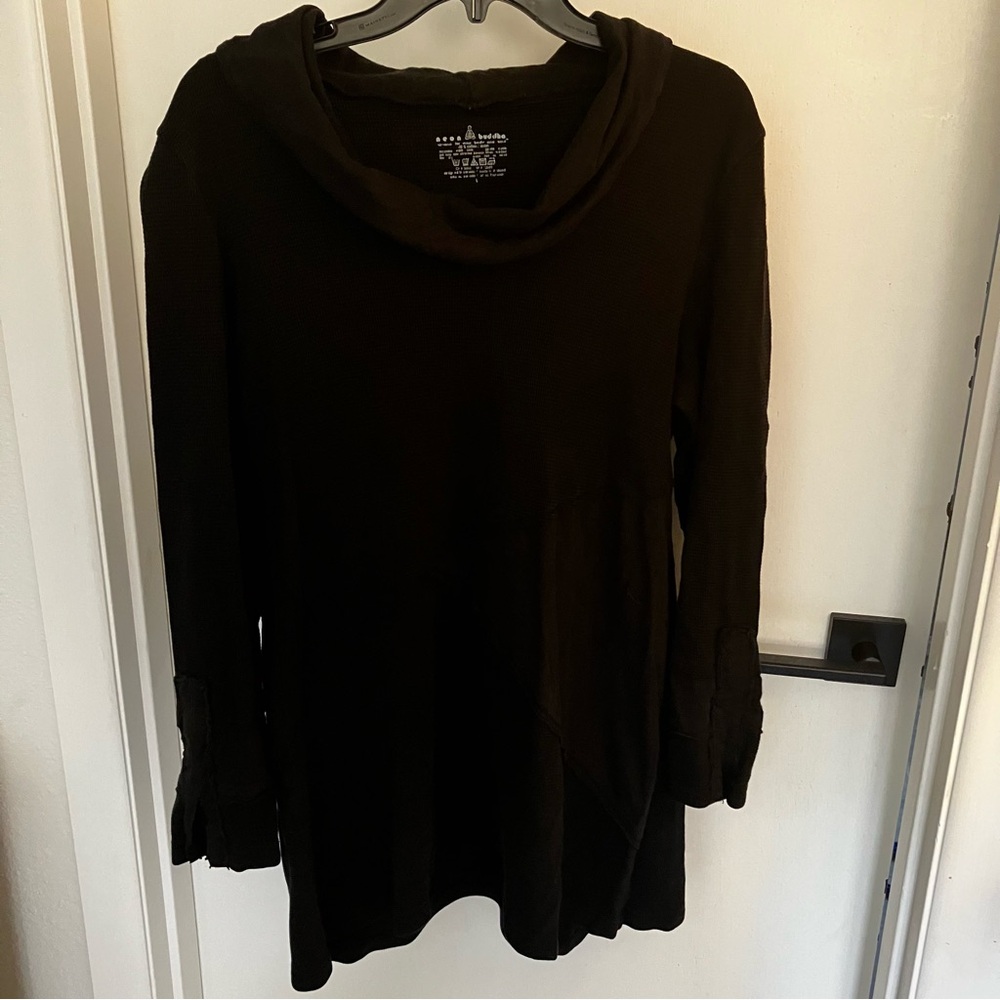 Neon Buddha Black Cotton waffle fabric tunic L that fits like XL